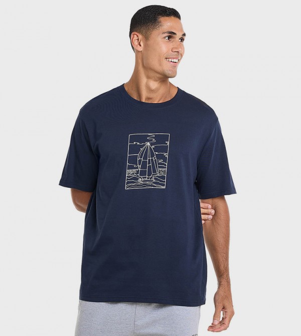 Printed T-Shirt with Crew Neck and Short Sleeves