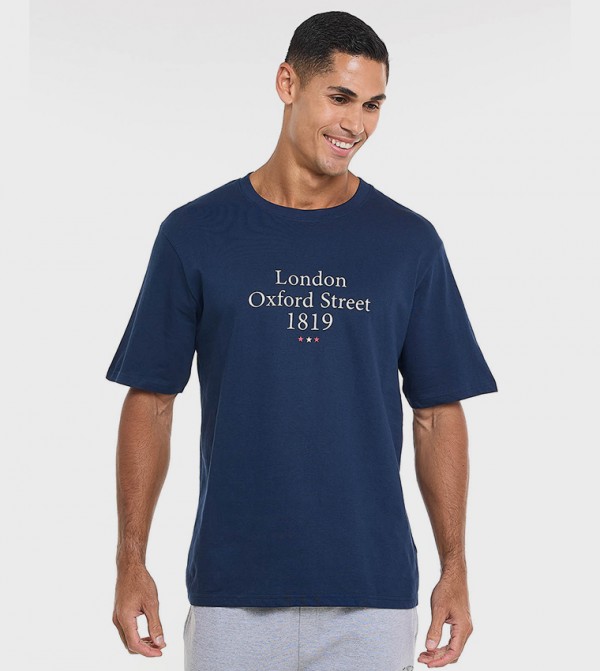 Printed T-Shirt with Crew Neck and Short Sleeves