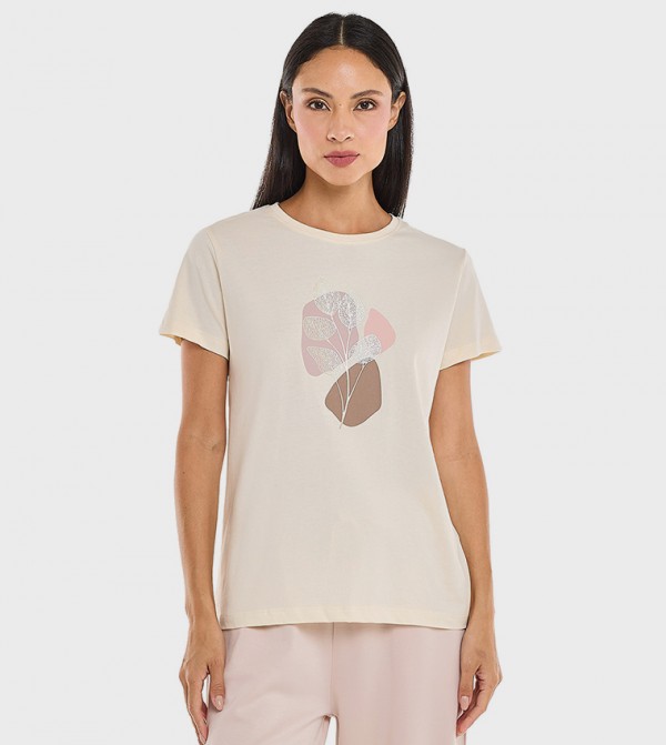 Printed T-Shirt with Crew Neck and Short Sleeves