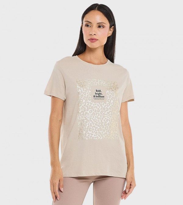 Printed T-Shirt with Crew Neck and Short Sleeves