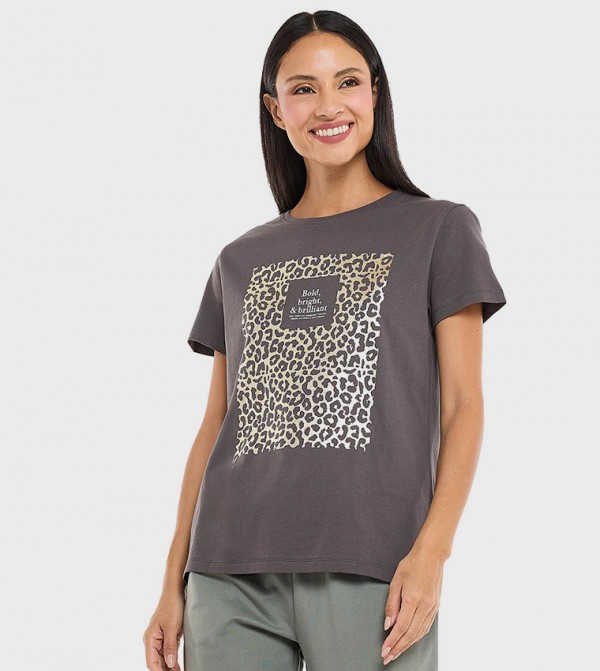 Printed T-Shirt with Crew Neck and Short Sleeves