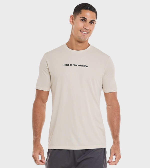 Printed Active T-Shirt with Crew Neck and Short Sleeves