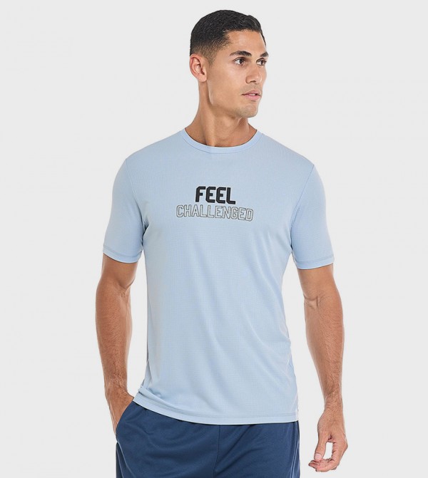 Printed Active T-Shirt with Crew Neck and Short Sleeves