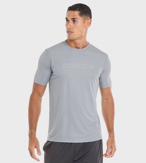 Printed Active T-Shirt with Crew Neck and Short Sleeves