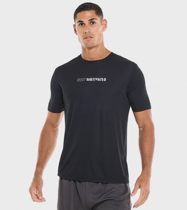 Printed Active T-Shirt with Crew Neck and Short Sleeves