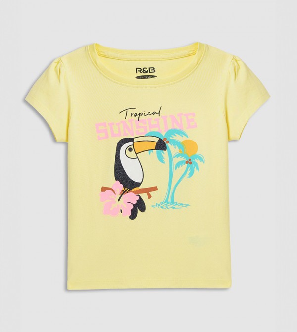 Printed T-Shirt with Crew Neck and Short Sleeves