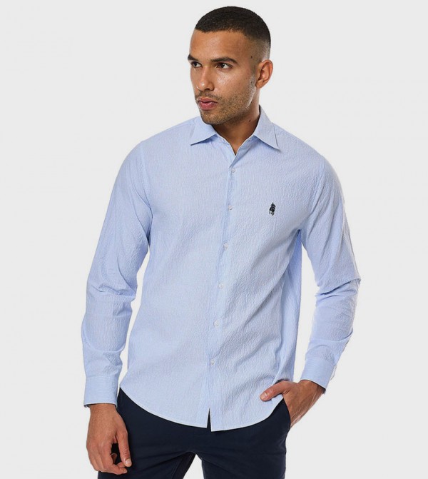 Striped Shirt with Classic Collar and Long Sleeves