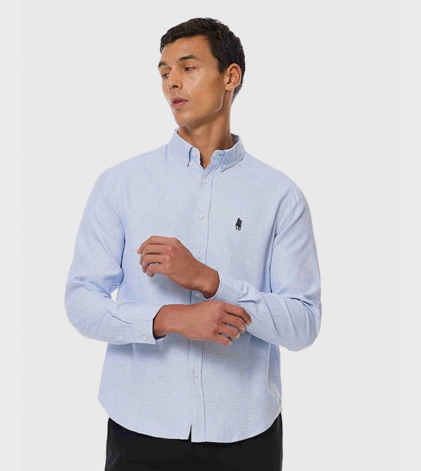 Patterned Shirt with Button-Down Collar and Long Sleeves