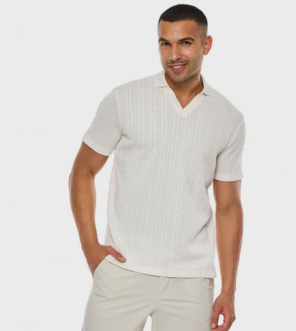 Textured Polo T-Shirt with Short Sleeves