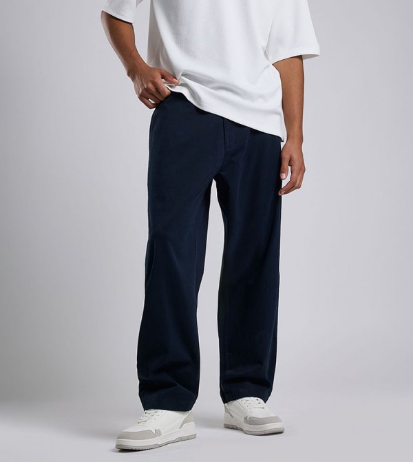 Solid Loose Fit Pants with Elastic Waist