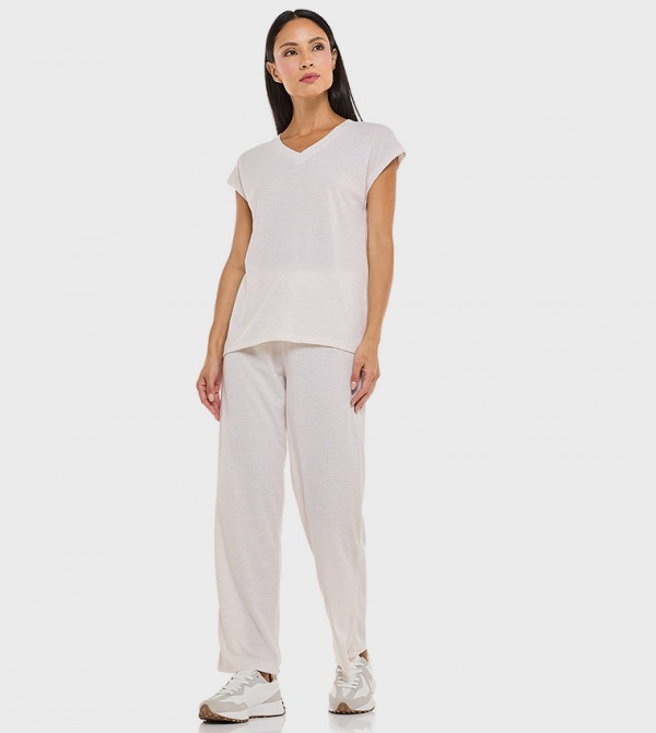 Ribbed Lounge Pants with Drawstring Waist