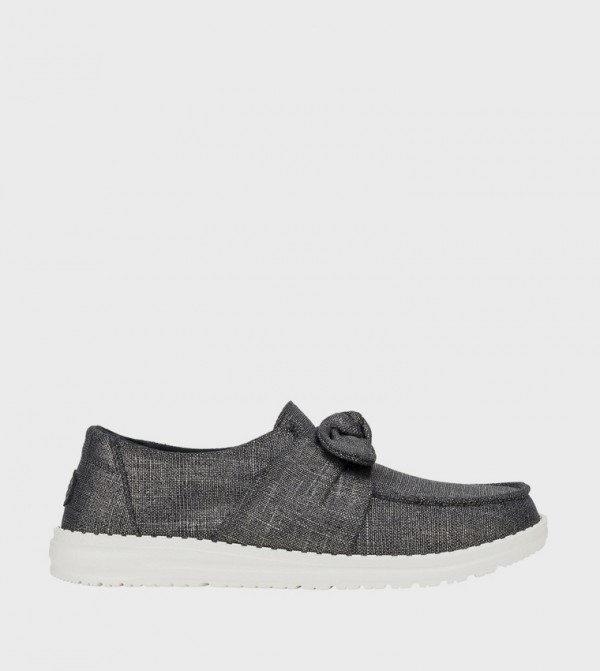 WENDY Bow Detail Shimmer Slip-On Shoes