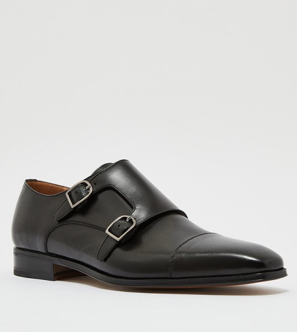 Black double hot sale monk shoes