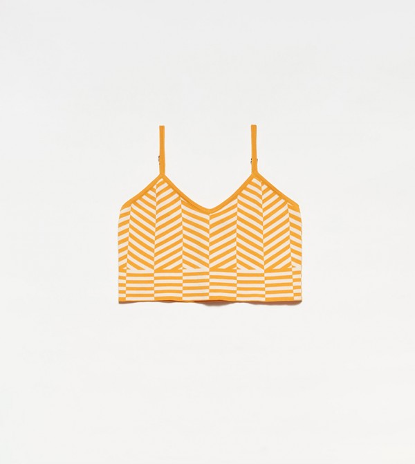 Buy Dilvin Strap Knitted Crop Top In Yellow 6thStreet UAE