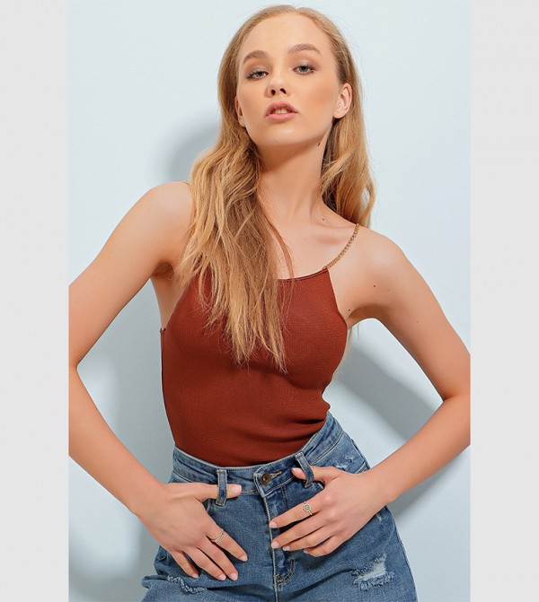 Chain Strap Knitwear Top