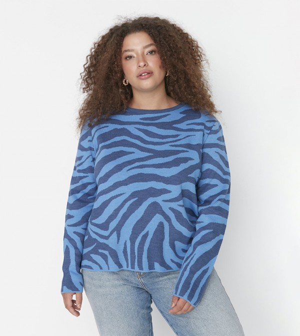 Zebra Printed Knitwear Sweater
