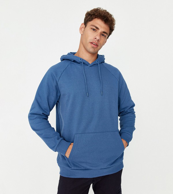 Buy Trendyol Embroidered Long Sleeves Oversized Hoodie In Blue