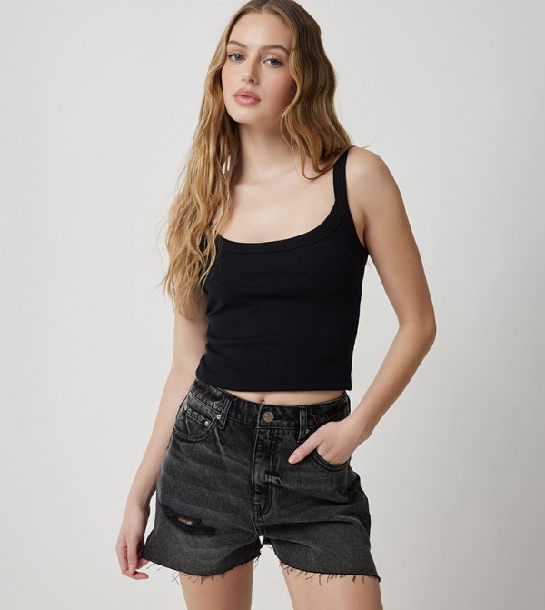Ribbed Scoop Neck Tank Top