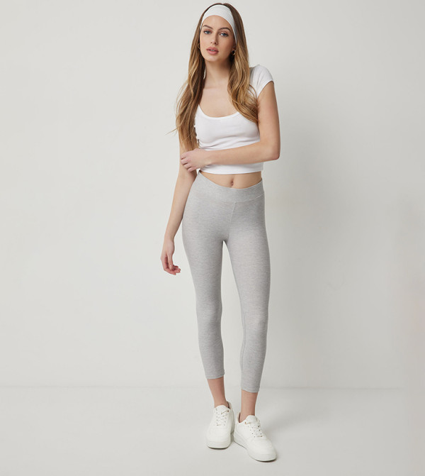 Solid Elastic Waist Leggings