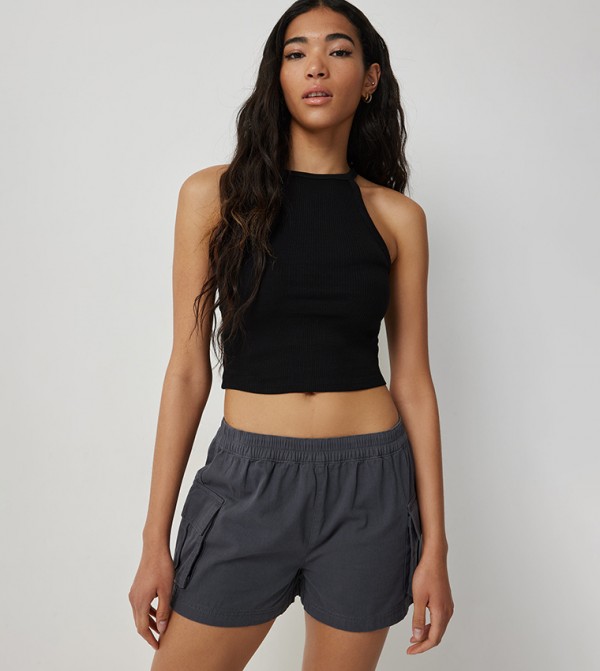 Ribbed Halterneck Tank Top