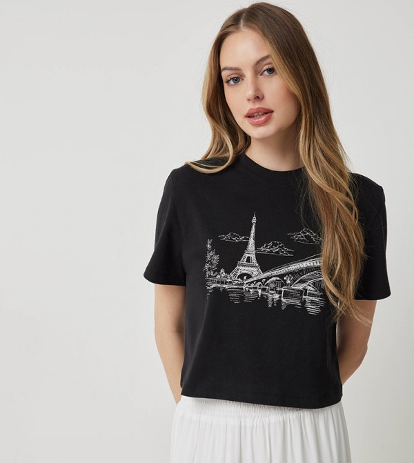 Graphic Print Cropped T-Shirt