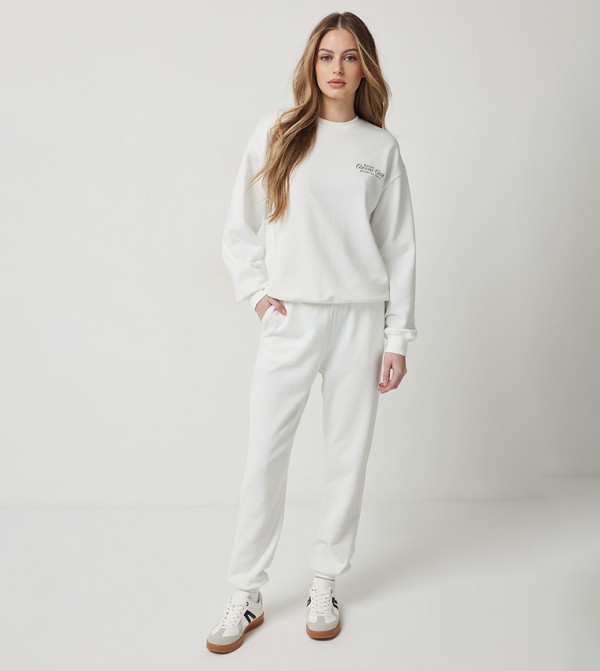 Solid Elastic Waist Slouchy Joggers