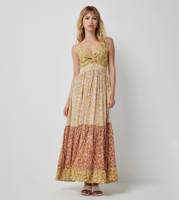 Floral Printed Strappy Maxi Dress