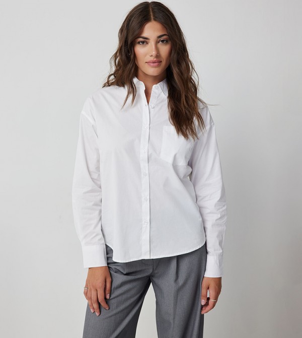 Solid Long Sleeves Poplin Shirt