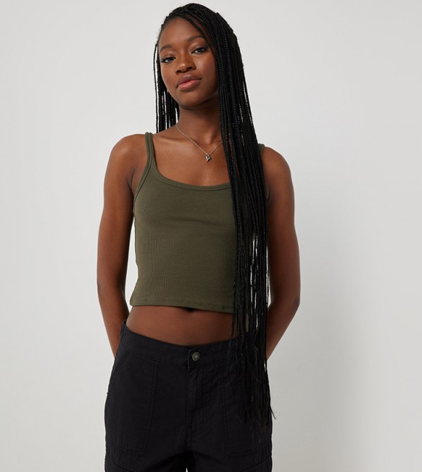 Ribbed Cropped Strappy Top