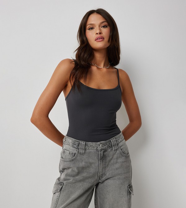 Solid Scoop Neck Spaghetti Top