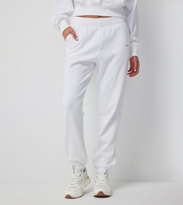Solid Elastic Waist Joggers