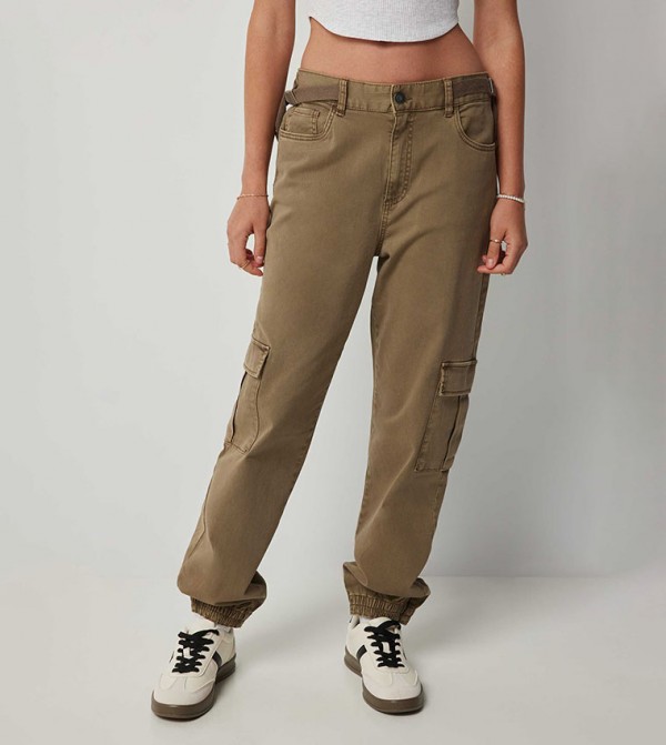 Solid Twill Cargo Joggers