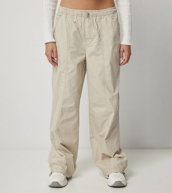 Solid Low Rise Parachute Pants