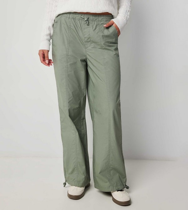 Solid Low Rise Parachute Pants