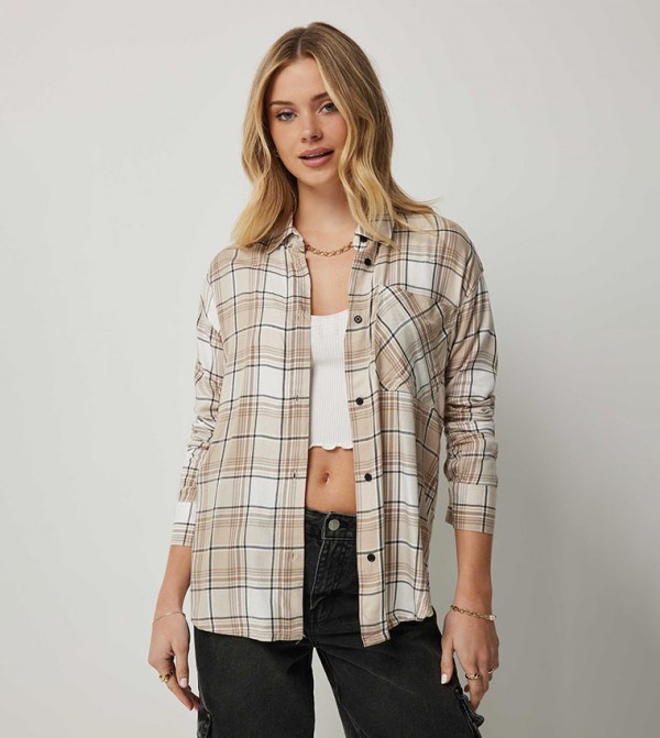 Brushed Plaid Long Sleeves Shirt