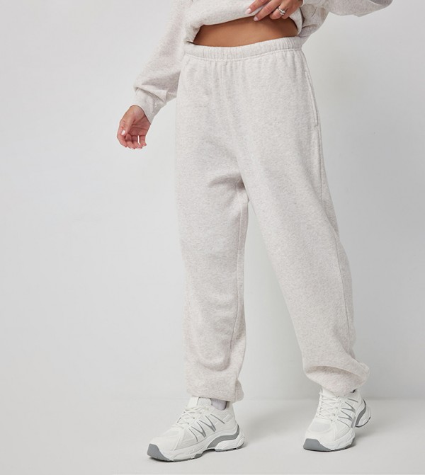 Solid Drawstring Waist Baggy Joggers