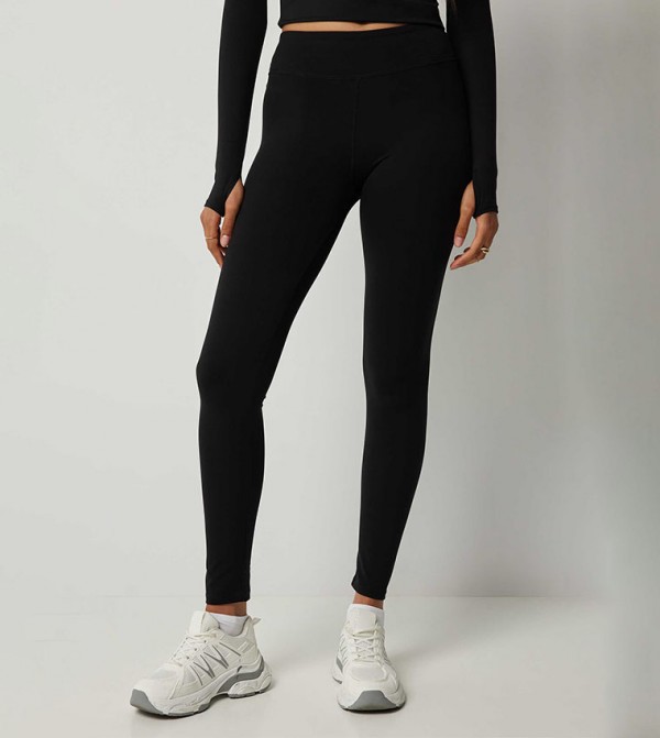 Solid Elastic Waist Leggings