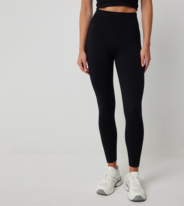 Solid Elastic Waist Leggings