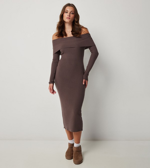 Solid Off Shoulder Bodycon Dress