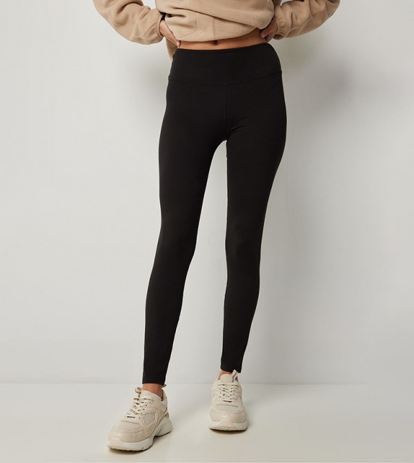 Solid Wide Waistband Leggings