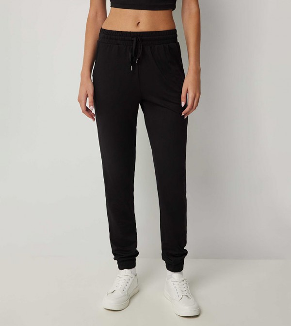 Solid Drawstring Waist Joggers