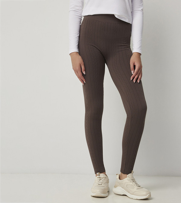 Elastic Waist Inside Cable Leggings