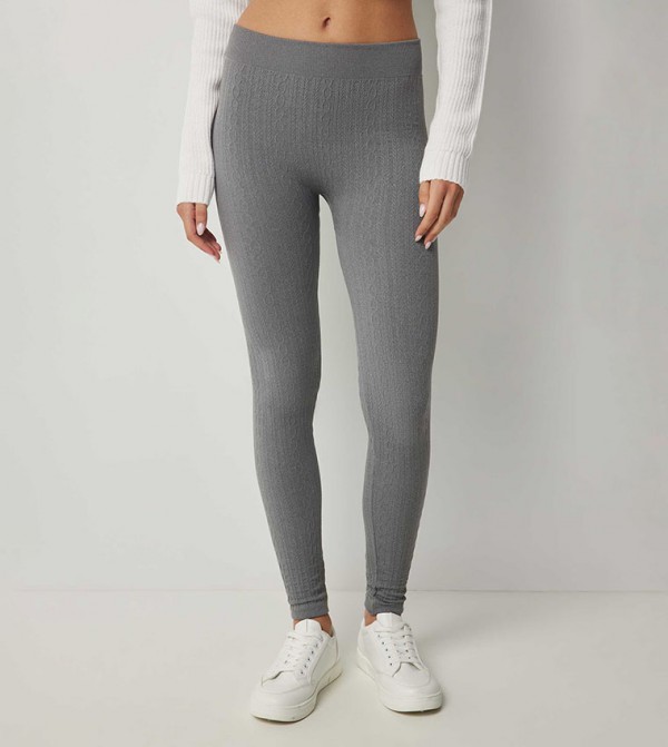 Cable Knit Elastic Waist Leggings