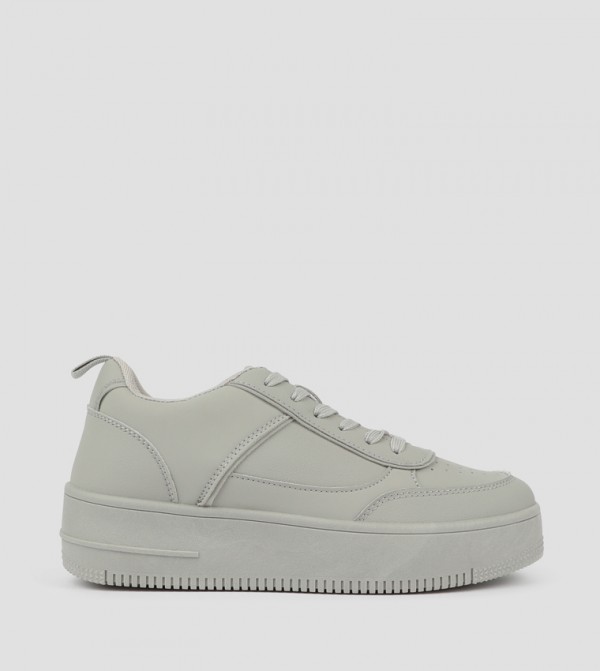 Solid Lace Up Platform Sneakers