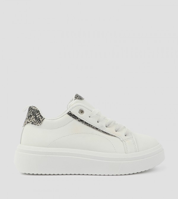 Snake Patterned Lace Up Platform Sneakers
