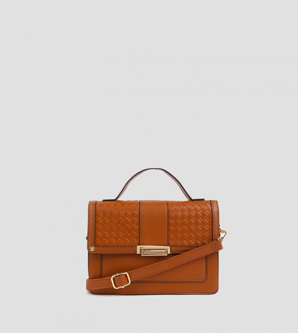 Woven Detail Top Handle Bag