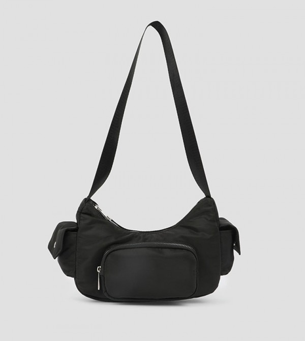 Solid Zippered Crossbody Bag