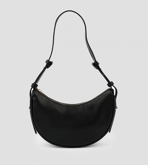 Faux Leather Zippered Hobo Bag