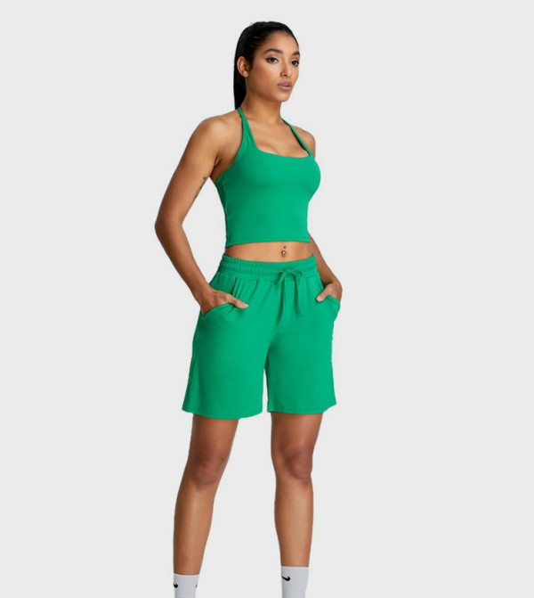 Solid Halterneck Active Cropped Top
