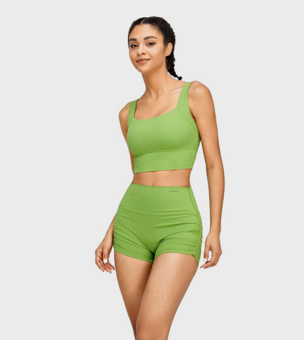 Solid Square Neck Active Crop Top